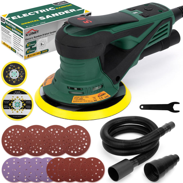 Bürstenloser Exzenterschleifer 350W, Vielseitiger Elektrischer Schleifer mit 125mm/150mm Schleiftell