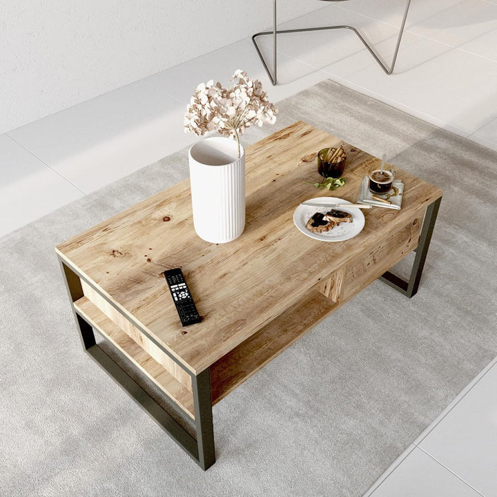 [en.casa] Couchtisch Laukaa Beistelltisch mit 2 Ablagefächern Wohnzimmertisch 44,5 x 100 x 60 cm Sof
