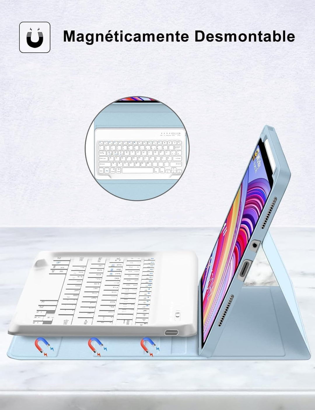 FOGARI Xiaomi Redmi Pad Pro 12.1 Tastatur Hülle - Xiaomi Pad Poco 12.1 Zoll 2024, Magnetisch Abnehmb