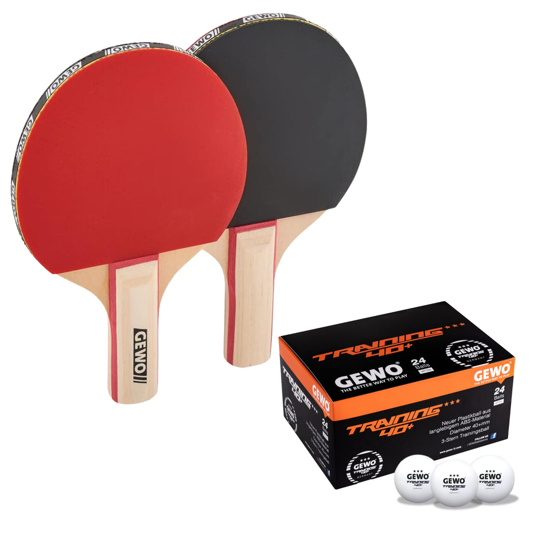GEWO Midi Schlägerset - Tischtennisschläger-Set mit Zwei kleineren Schlägern und DREI Bällen - 2 Sch
