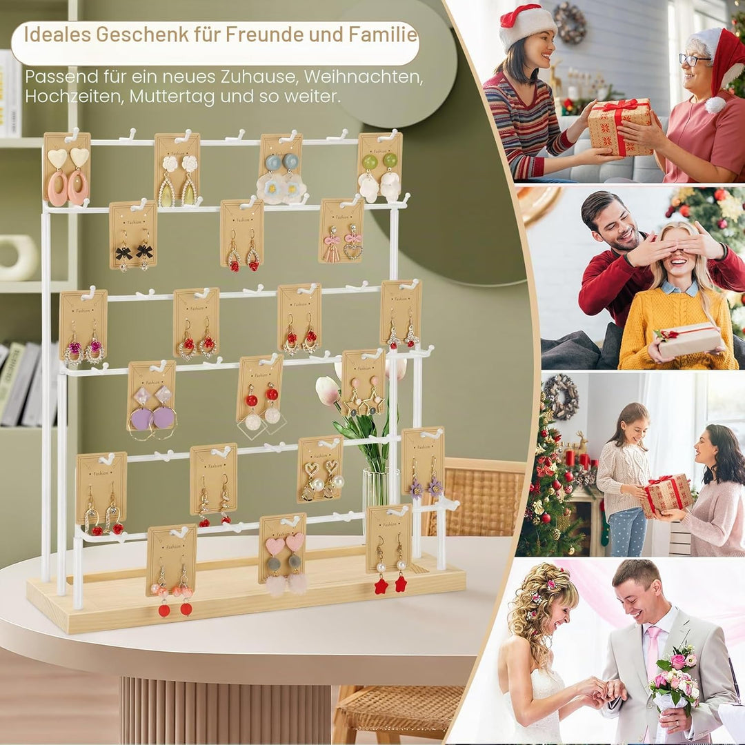Ohrring-Display für Händler, 6 Etagen, 42 Haken, Holz, Ohrring-Präsentationsständer für Ohrringe, Ha