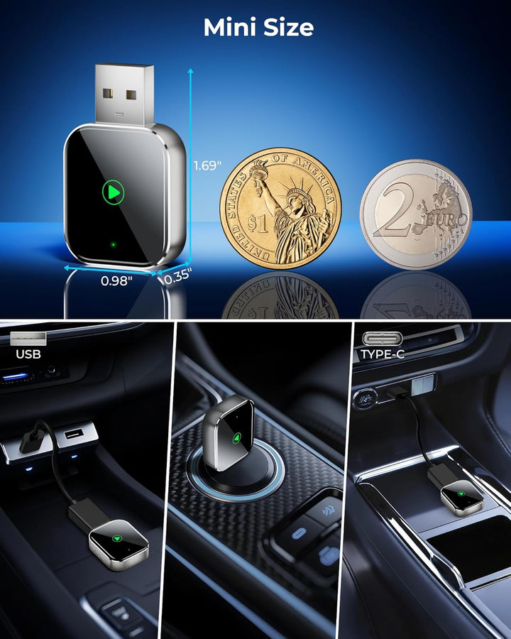 Mini CarPlay Wireless Adapter für iPhone - Converts Wired to Wireless CarPlay Adapter, CarPlay Stick