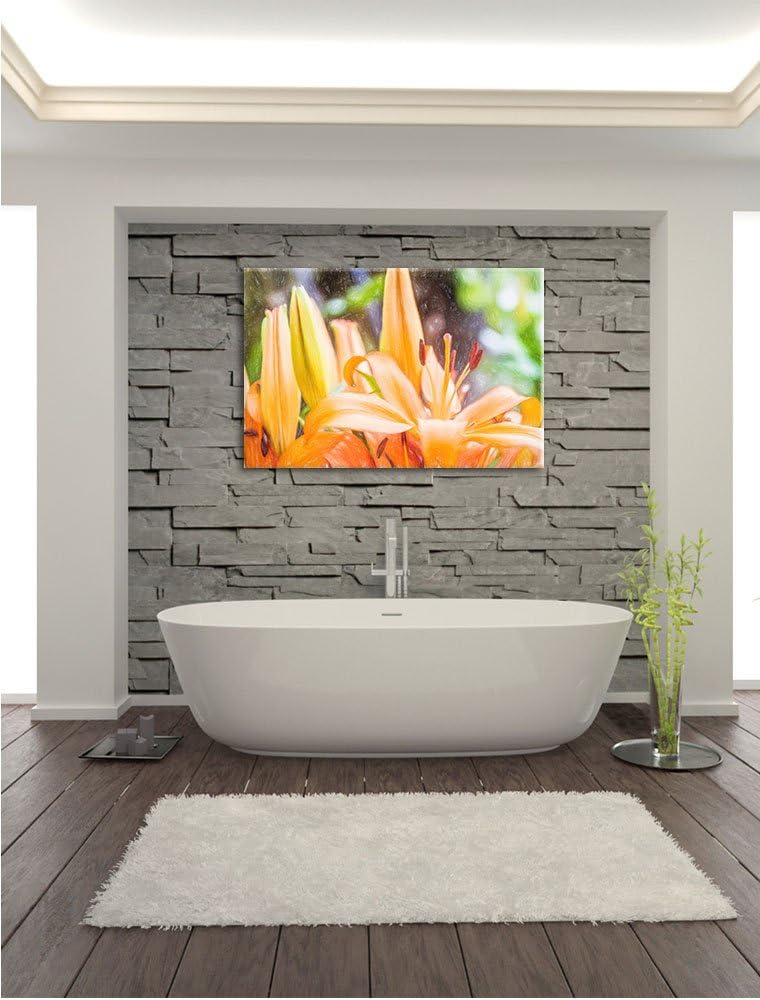 Pixxprint Lilien als Leinwandbild/Grösse: 100x70 / Wandbild/Kunstdruck/fertig bespannt, 100x70