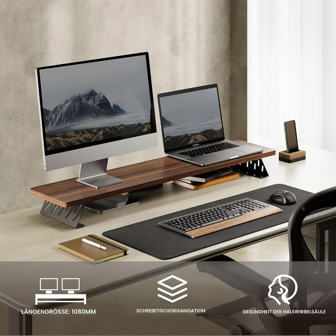 Fenge Dual Monitorständer mit Modernen Metallfüssen Multifunktionaler Bildschirmständer für Computer