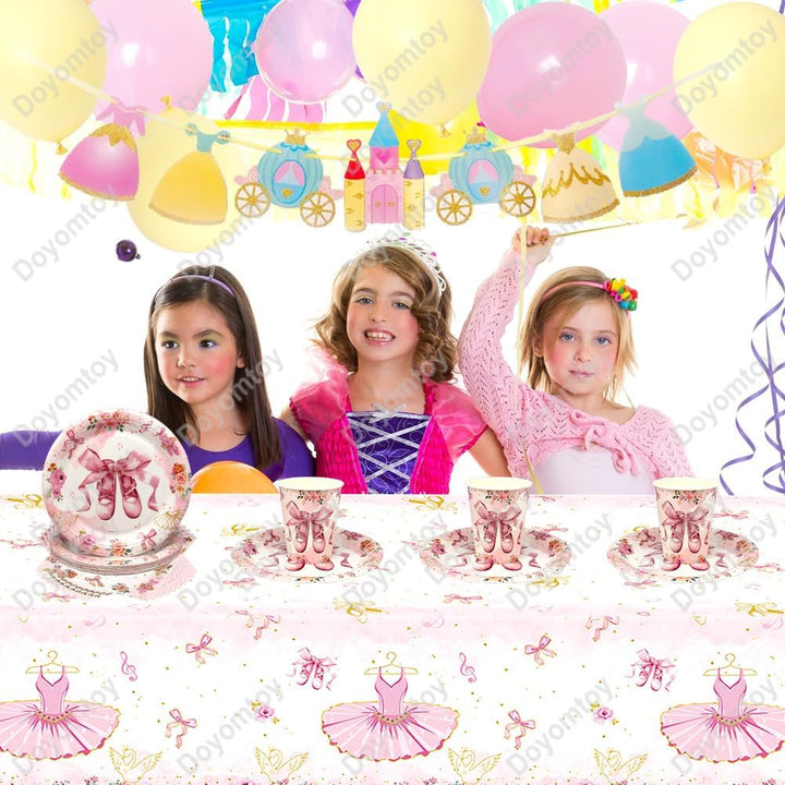 Ballerina Partygeschirr,Doyomtoy Ballerina Geburtstag Deko Baby Geburtstag Mädchen Tassen Servietten
