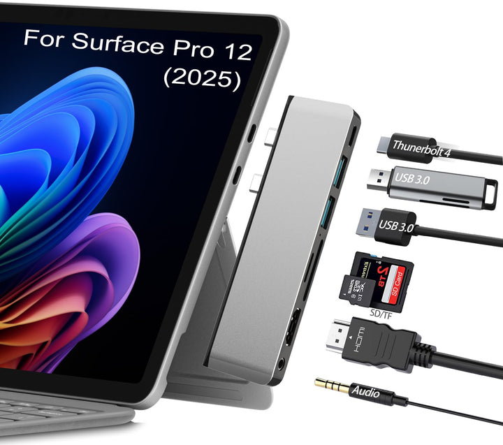 Surface Pro 12 Zubehör Dockingstation, USB-Hub und Adapter mit 4K HDMI, USB-C Thunderbolt 4 (Display
