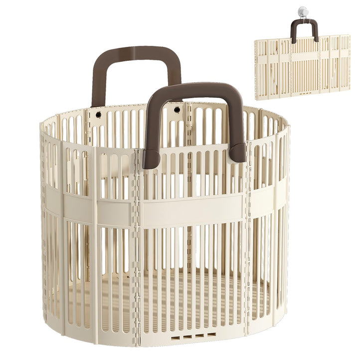 Wäschekorb Faltbar Gross, 43L Wäschesammler mit Henkel, Wäschekörbe Plastik Platzsparend, Collapsibl