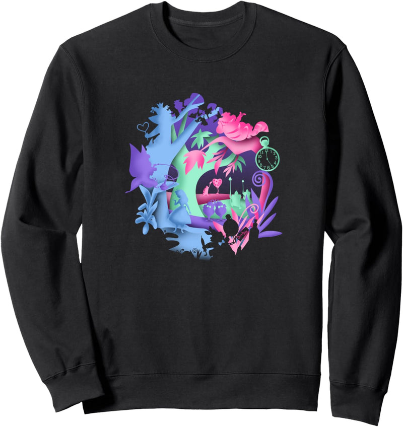 Disney Alice In Wonderland Group Shot Color Silhouette Fill Sweatshirt