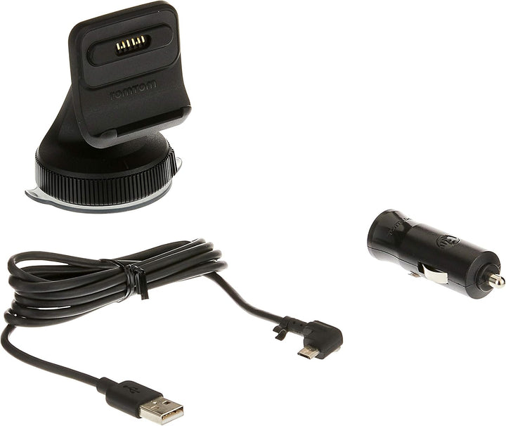 TomTom Click-und-Drive Halterung für die Windschutzscheibe inklusive USB-Autoladegerät und Kabel für
