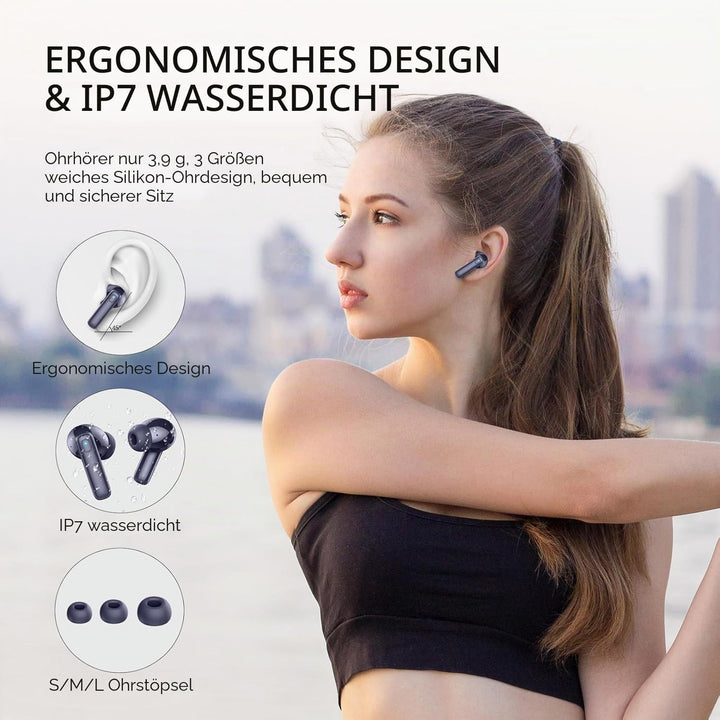 Bluetooth Kopfhörer, In Ear Kopfhörer Kabellos Bluetooth 5.4, Tiefer Bass 6D-Stereo Ear Buds, 50 Std