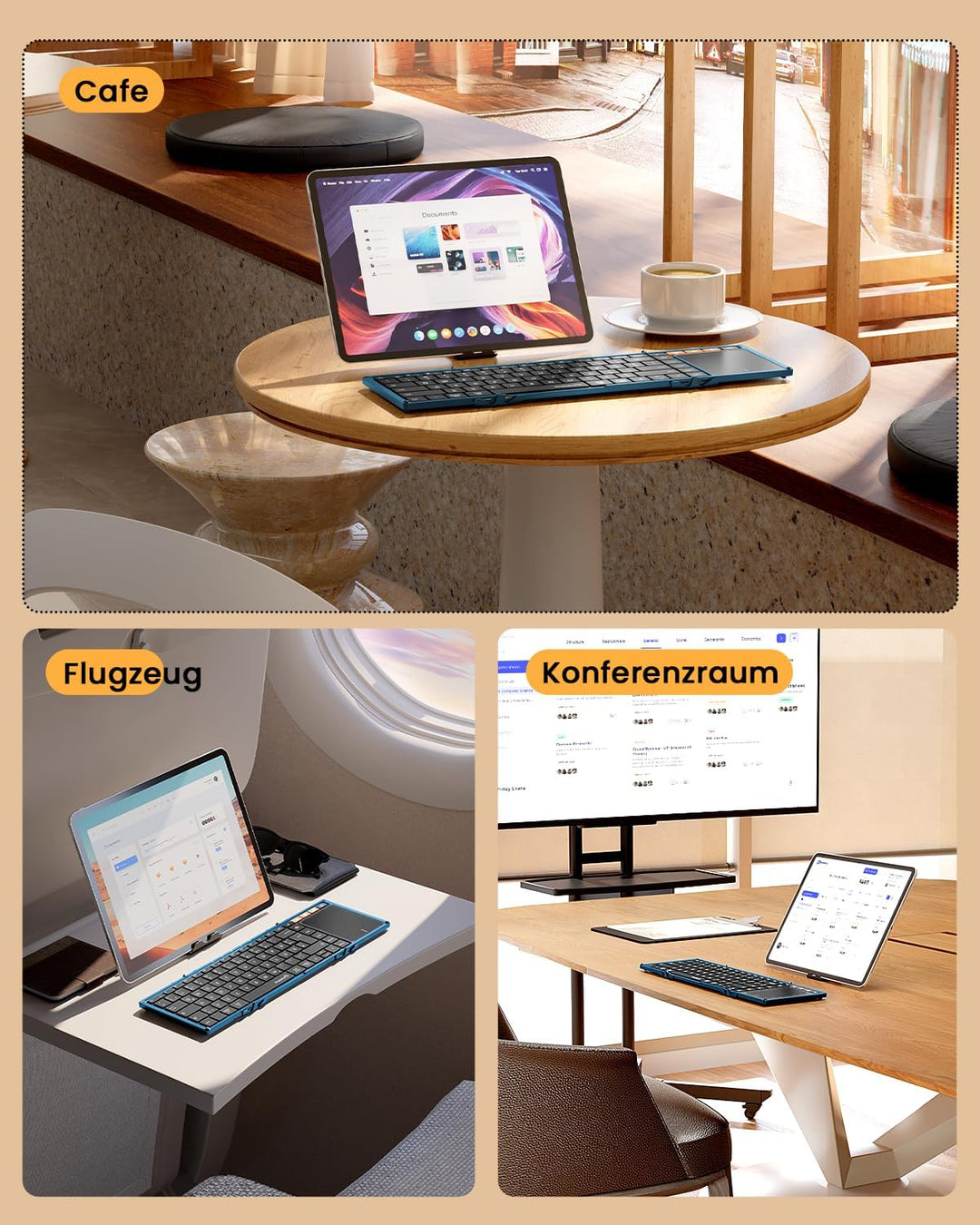 ProtoArc XK01 TP Bluetooth Tastatur Faltbare mit Touchpad - QWERTZ Deutsch mit Trackpad, iPad Tastat