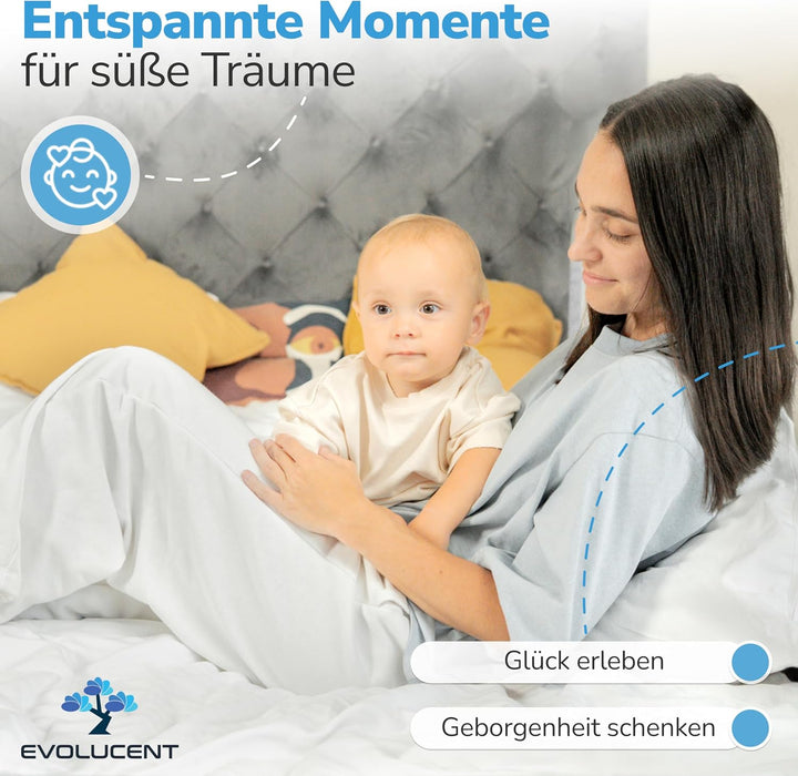 EVOLUCENT Bettgitter 90cm | Stabil ohne Verschrauben | Rausfallschutz für Boxspringbett, Kinderbett