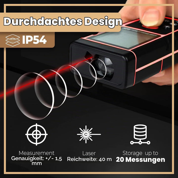 Retoo Laser Entfernungsmesser 40M, Laser Entfernungsmesser mit LCD Hintergrundbeleuchtung Viele Mess