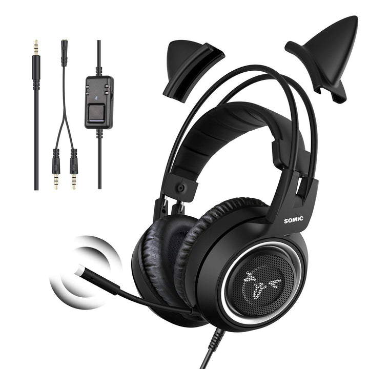 Somic Gaming-Kopfhörer für Xbox One, Stereo-Surround-Sound mit Geräuschunterdrückung, abnehmbares Ka