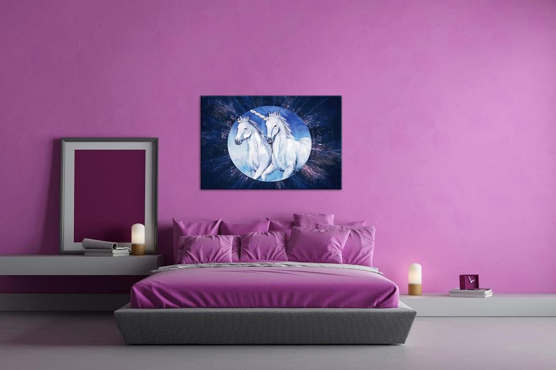 deyoli glorreiche Einhorner Format: 80x60 als Leinwandbild, Motiv fertig gerahmt auf Echtholzrahmen,