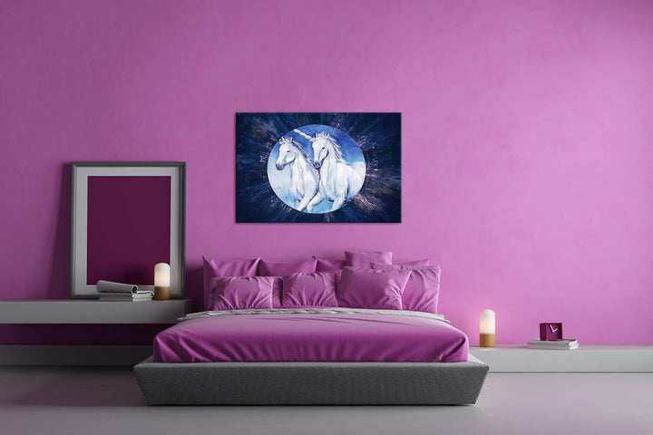 deyoli glorreiche Einhorner Format: 80x60 als Leinwandbild, Motiv fertig gerahmt auf Echtholzrahmen,