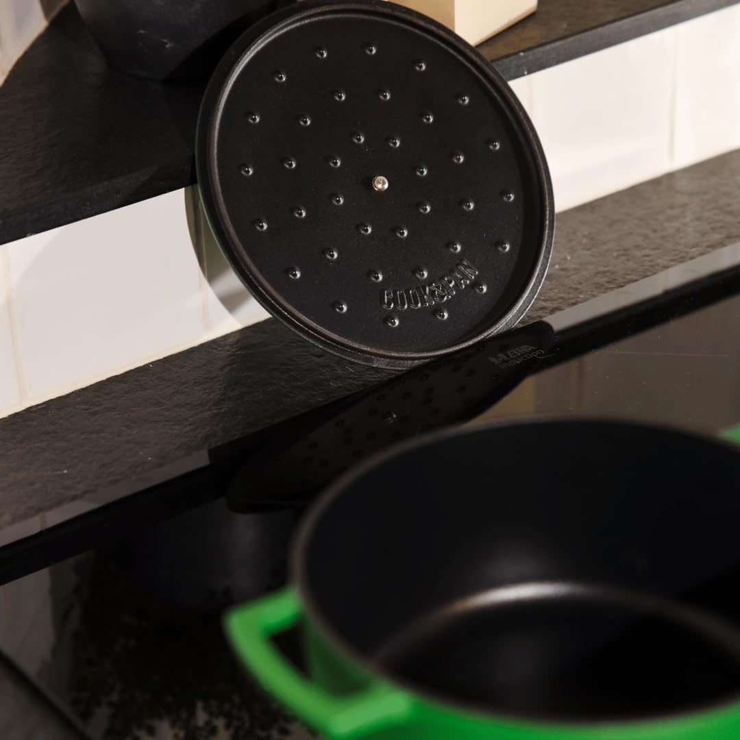 Cook & Pan - Go Green Gusseiserner Bräter 24 cm - 4 Liter-Induktionsgeeignet-PFAS frei -Antihaft- wä