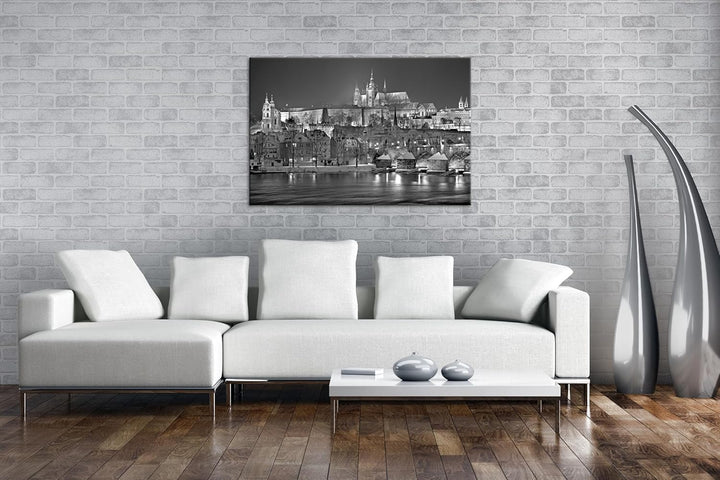 deyoli erhellendes Prag bei Nacht Format:90x60 cm Effekt: Schwarz/Weiss als Leinwandbild, Motiv fert