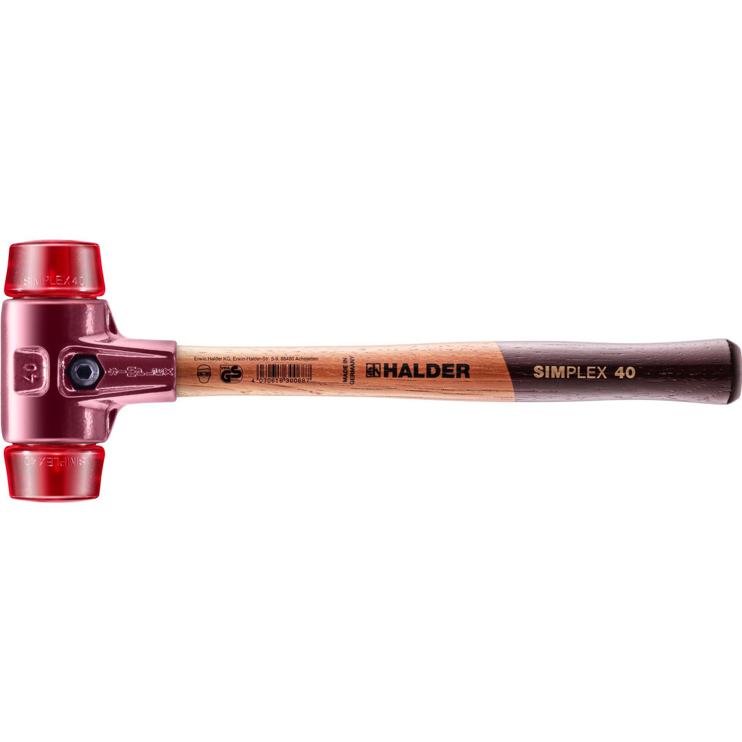 SIMPLEX-Schonhammer, Plastik; mit Tempergussgehäuse und hochwertigem Holzstiel | D=40 mm | 3006.040