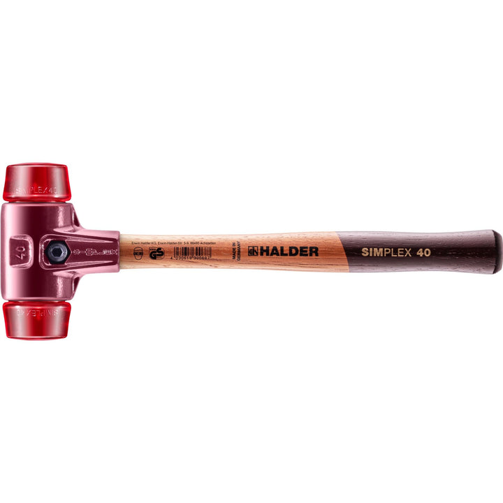 SIMPLEX-Schonhammer, Plastik; mit Tempergussgehäuse und hochwertigem Holzstiel | D=40 mm | 3006.040