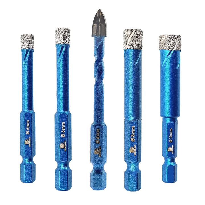 Diamantbohrer Fliesenbohrer Set 6/8/10mm - BRSCHNITT 5 Stück Sechskant-Schaft fliesenbohrer set- Loc