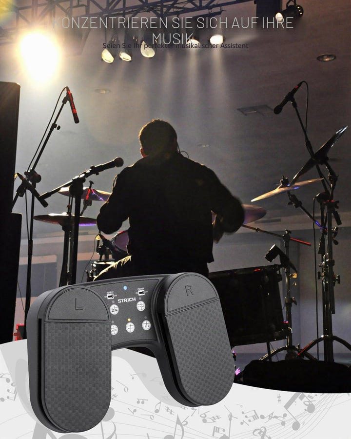 STRICH Drahtloser Page Turner Pedal für iPad, Wiederaufladbares Musikseitenumblätter-Pedal, 5 Modi,
