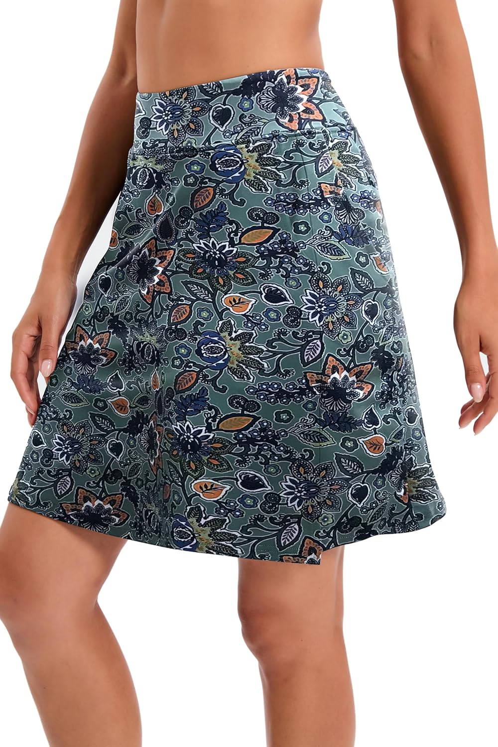 Timuspo Damen Activewear Knielanger Hosenrock mit Innenshorts Athletischer Tennisrock mit Hoher Tail