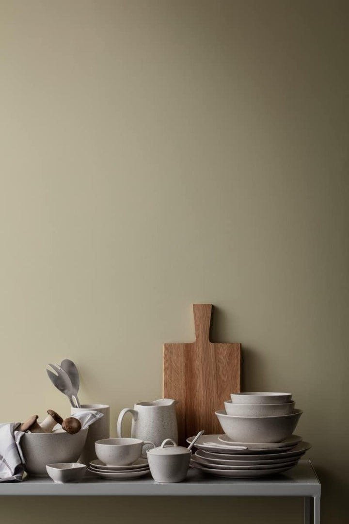 Broste Copenhagen Servierplatte Nordic Rechteckig aus Steingut in der Farbe Vanilla, Masse: 12,5x35x
