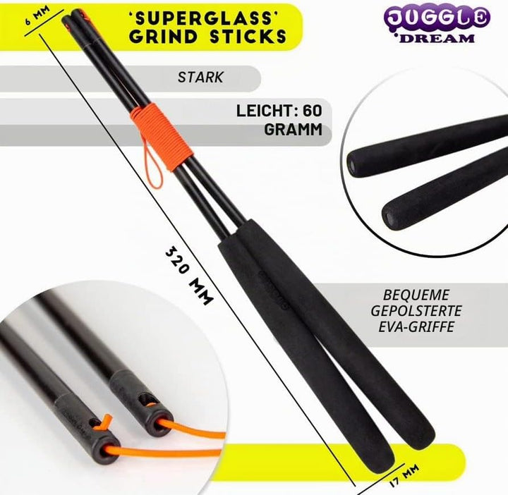 Juggle Dream Jester Diabolo Jonglierset – Fester Achse Profi-Diabolo mit Superglass-Handstäben, Onli