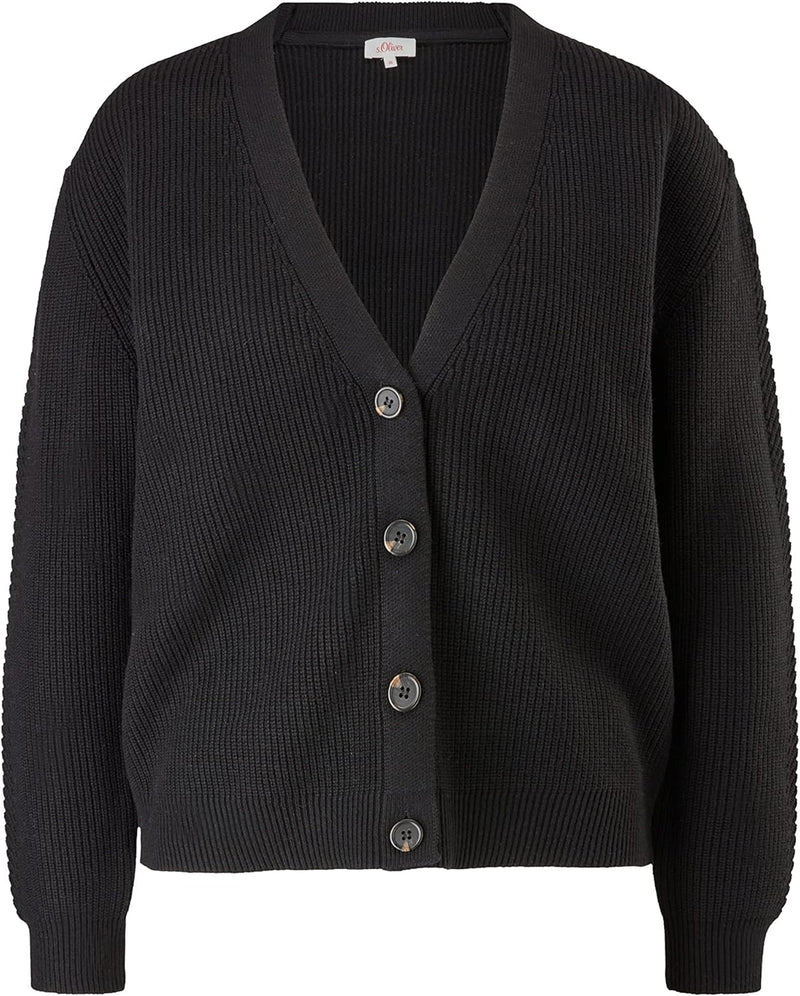 s.Oliver Cardigan aus Baumwollmix 46 9999 Schwarz, 46 9999 Schwarz