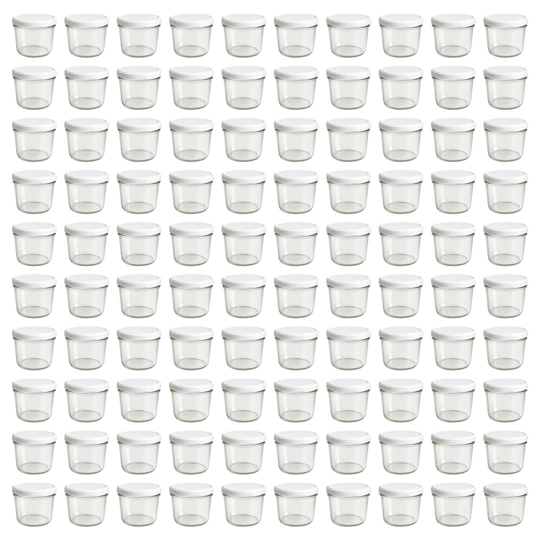 Vitrea 100x Marmeladengläser 230 ml - mit Deckel Weiss TO 82 - Einmachgläser zum befüllen mit Schrau