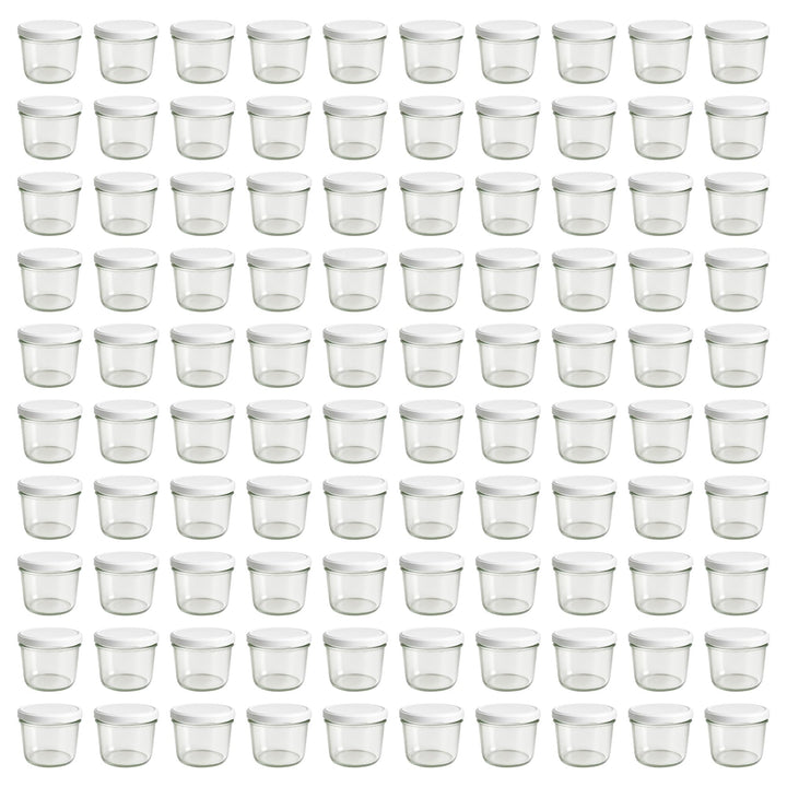 Vitrea 100x Marmeladengläser 230 ml - mit Deckel Weiss TO 82 - Einmachgläser zum befüllen mit Schrau