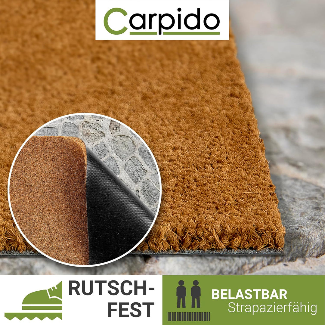 Carpido rutschfeste Kokosmatte - 60 x 90 cm 24mm Natur - Schuhmatte für Innen und für den überdachte