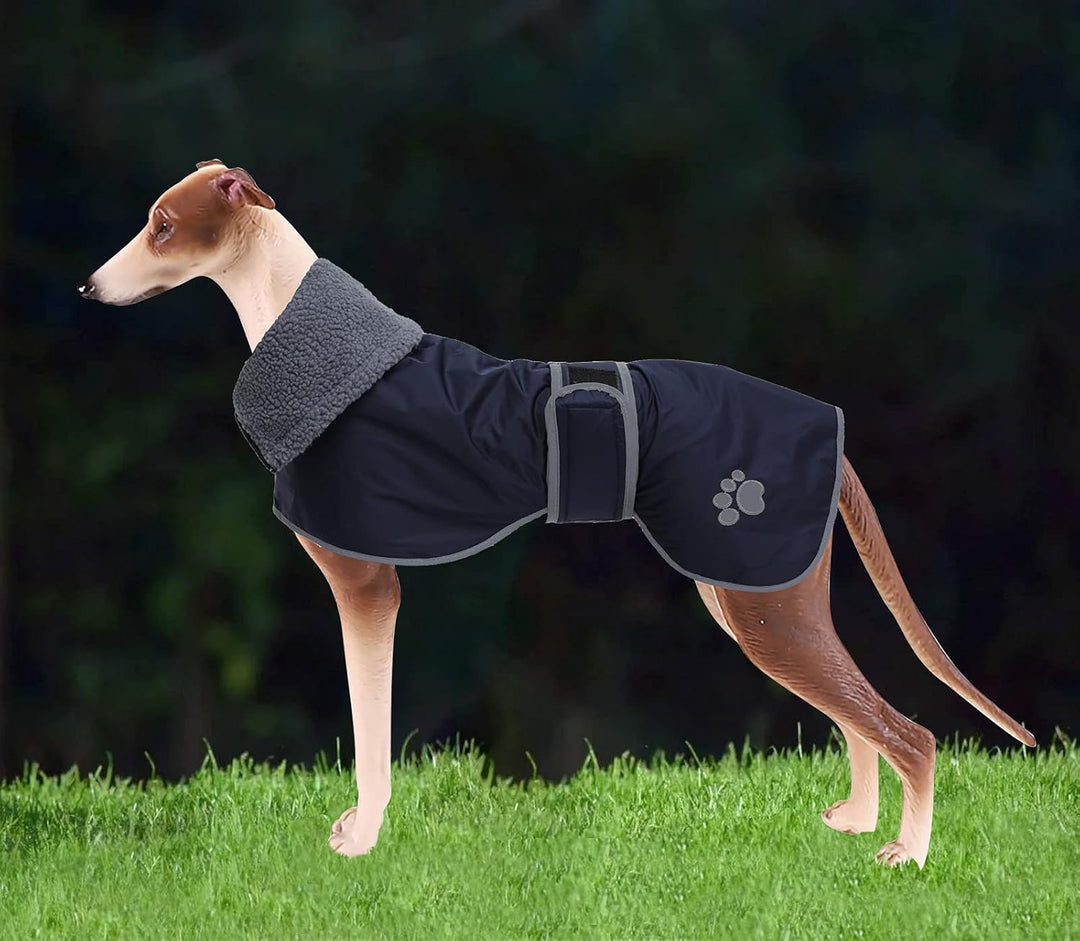 Geyecete Hunde Wintermäntel fur Windhund,Hundejacken mit plüschfutter,Wasserdichter Regenmantel Wind