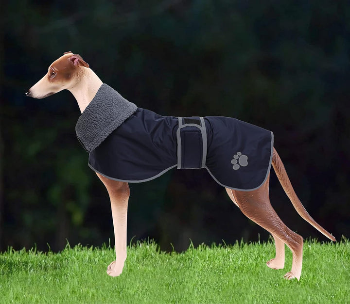 Geyecete Hunde Wintermäntel fur Windhund,Hundejacken mit plüschfutter,Wasserdichter Regenmantel Wind