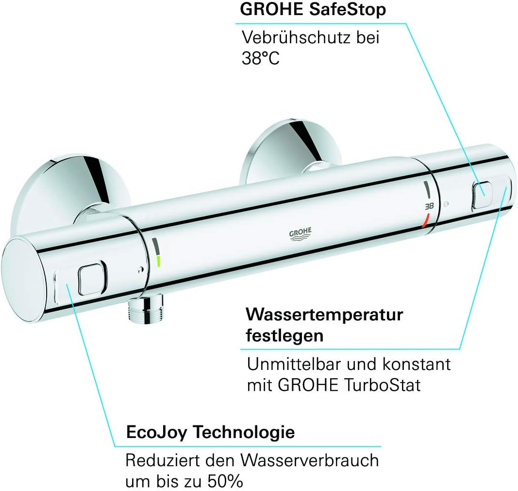 GROHE Precision Start Thermostat-Brausebatterie (DN 15, Wandmontage) chrom, 34594000