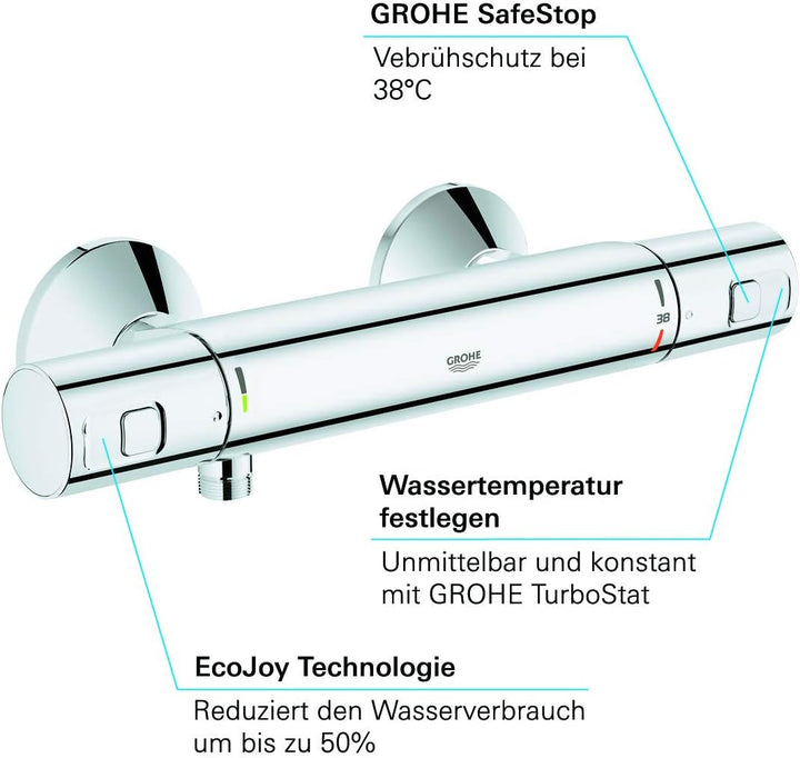 GROHE Precision Start Thermostat-Brausebatterie (DN 15, Wandmontage) chrom, 34594000