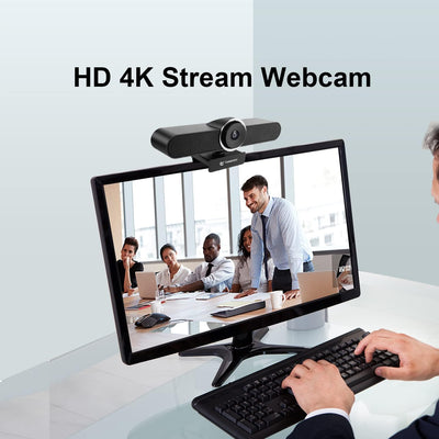 TONGVEO 4K Webcam Konferenzraum- Webkamera mit Mikrofon und Lautsprecher, Computer Videokamera Weitw