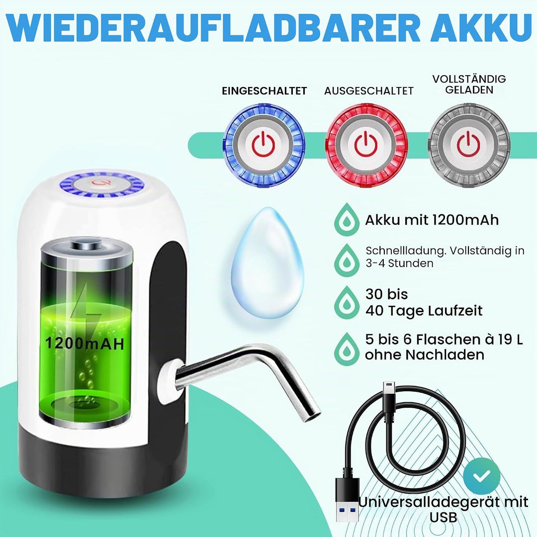 Wasserspender, elektrischer Wasserhahn für Kaltwasserkanister, Dosierpumpe mit zwei Adaptern, 5,7 l,