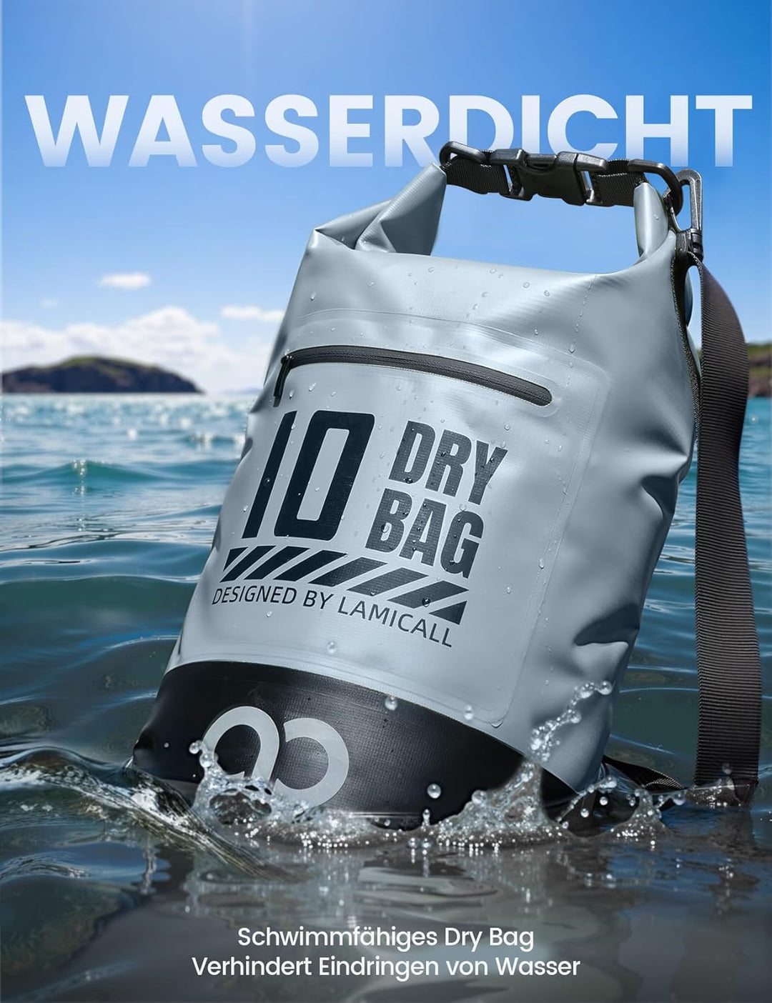 Lamicall Dry Bag, wasserdichte Tasche Beutel, Wasserfester Rucksack Drybag | [Robust &amp; Kratzfest] 5L
