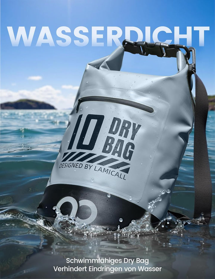 Lamicall Dry Bag, wasserdichte Tasche Beutel, Wasserfester Rucksack Drybag | [Robust &amp; Kratzfest] 5L