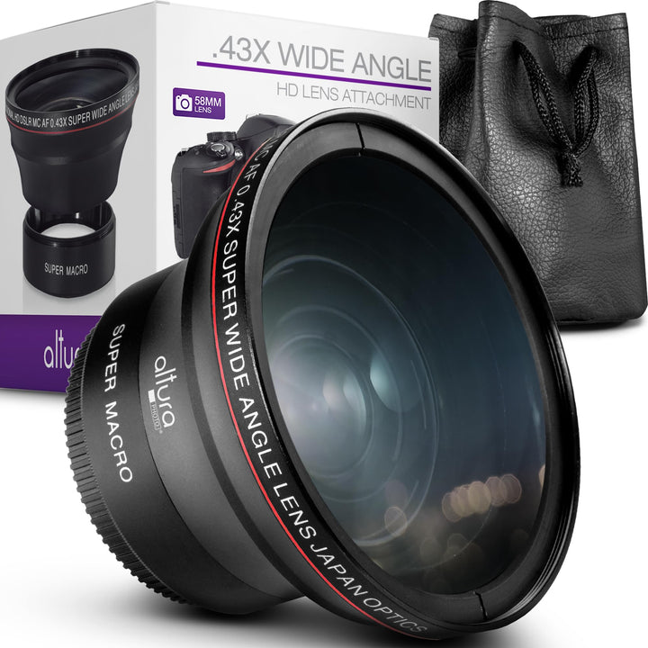 Yuhtech 58MM 0.43x Altura Photo Professional HD Weitwinkelobjektiv (mit Makroteil) für Canon EOS Reb