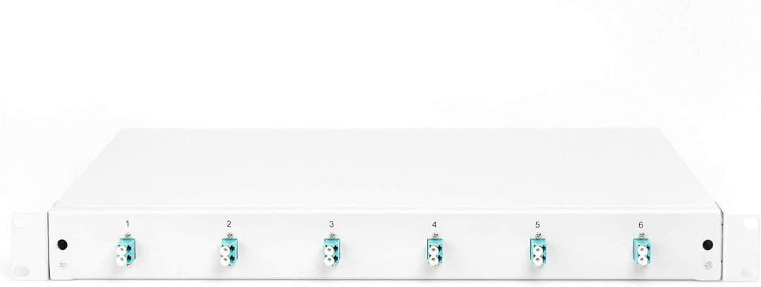 DIGITUS LWL Spleissbox 6 Kupplungen - LC - OM3 - 1HE - 19-Zoll - Multi-Mode Simplex - Mit Spleiss-Ka