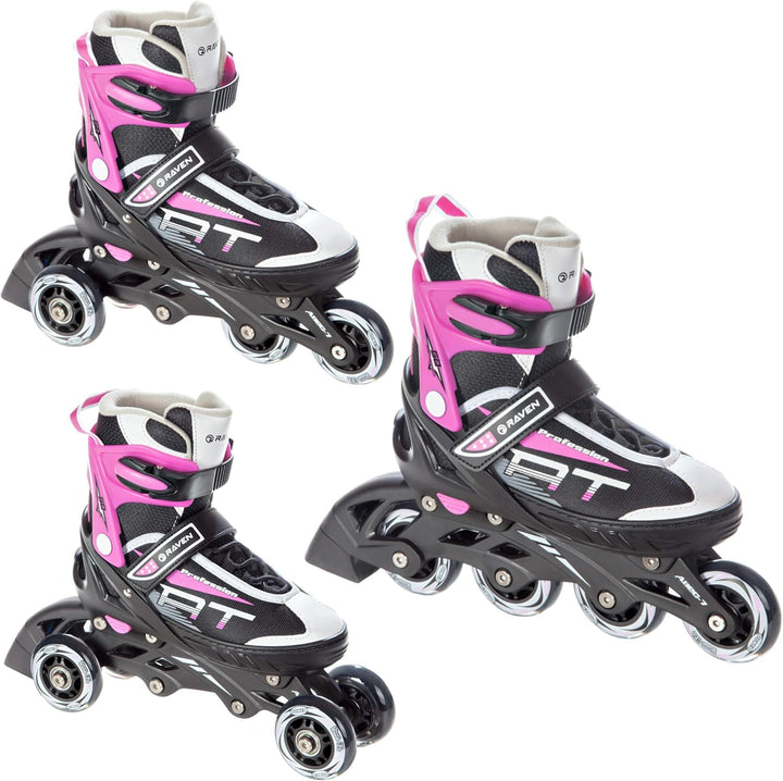 RAVEN Profession 3in1 Inlineskates Triskates Rollschuhe Inliner für Kinder und Erwachsene verstellba
