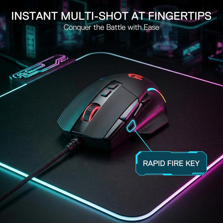 Redragon M925 Kabelgebundene Gaming-Maus, 24.000 DPI Optische Maus 10 programmierbaren Tasten, ergon