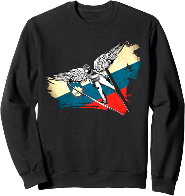 Vintage Skispringer Slowenien Flagge Skispringen Skifliegen Sweatshirt