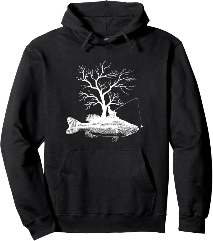 Graphic Tree Angelrute – Fisch-Grossmund-Barsch Pullover Hoodie