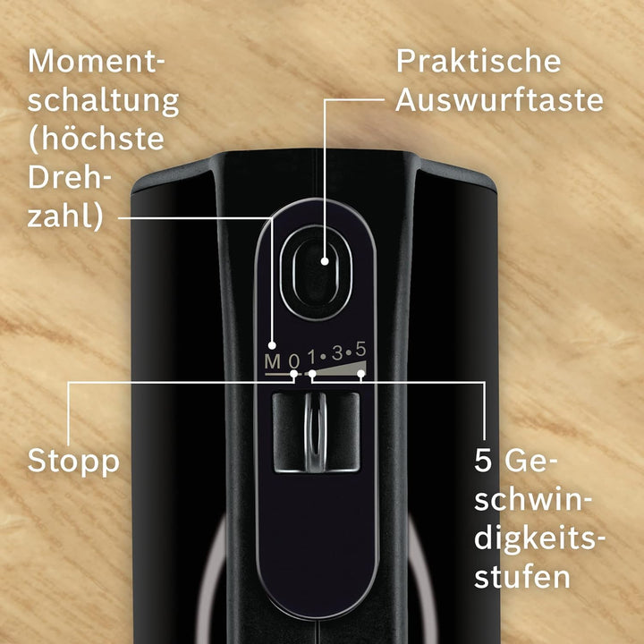 Bosch Handrührer Home Professional Styline MFQ4980B, 5 Stufen, 2 Edelstahl Rührbesen- und Knethaken,