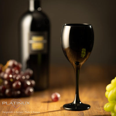 PLATINUX Schwarze & Weisse Weingläser aus Glas Wasserglas Set 6 Teilig 130ml (max. 320ml) Getränkegl