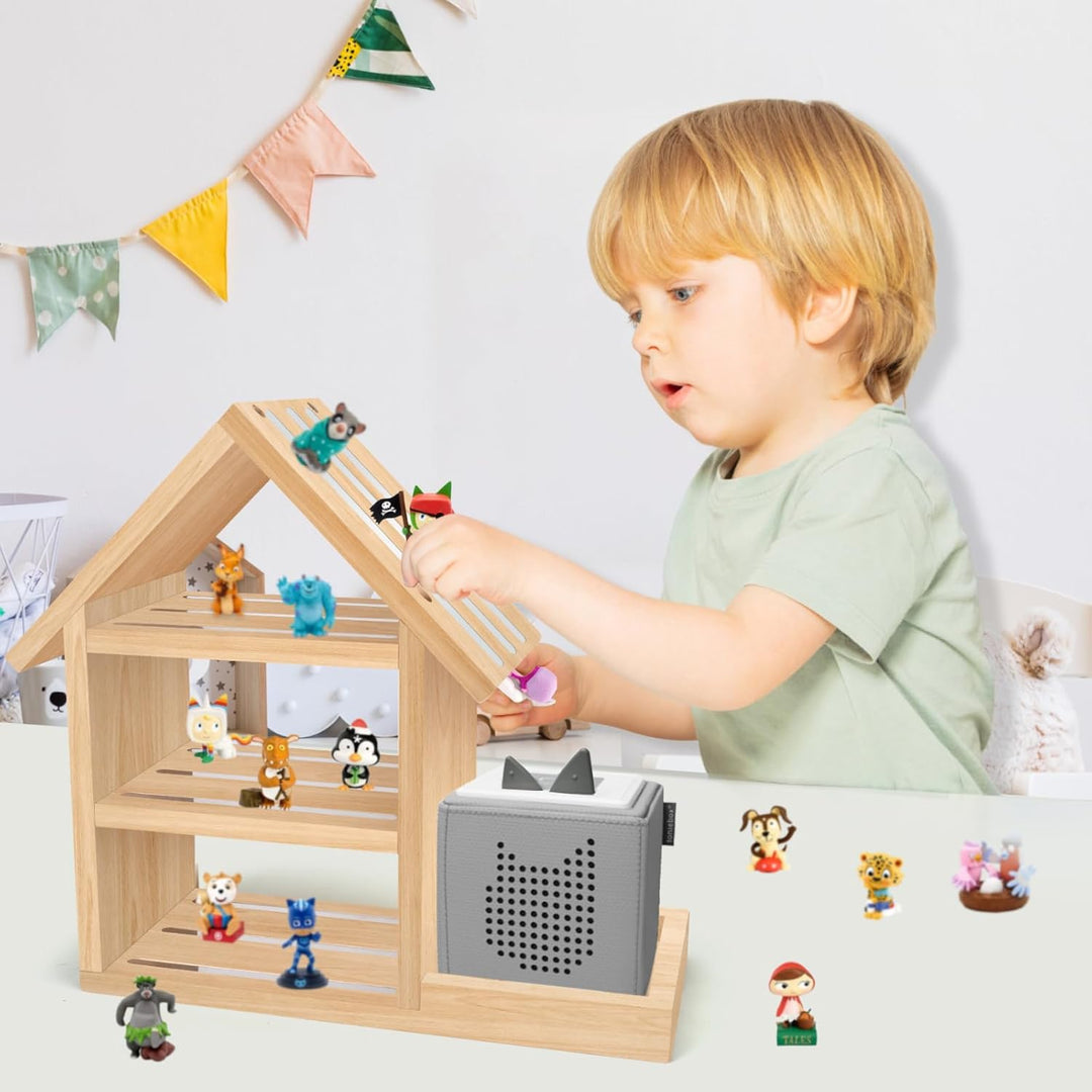 Tonie Regal Kinderzimmer Hausform für bis zu 85 Tonie| Magnetisches Toniebox Regal für Tonie Box und